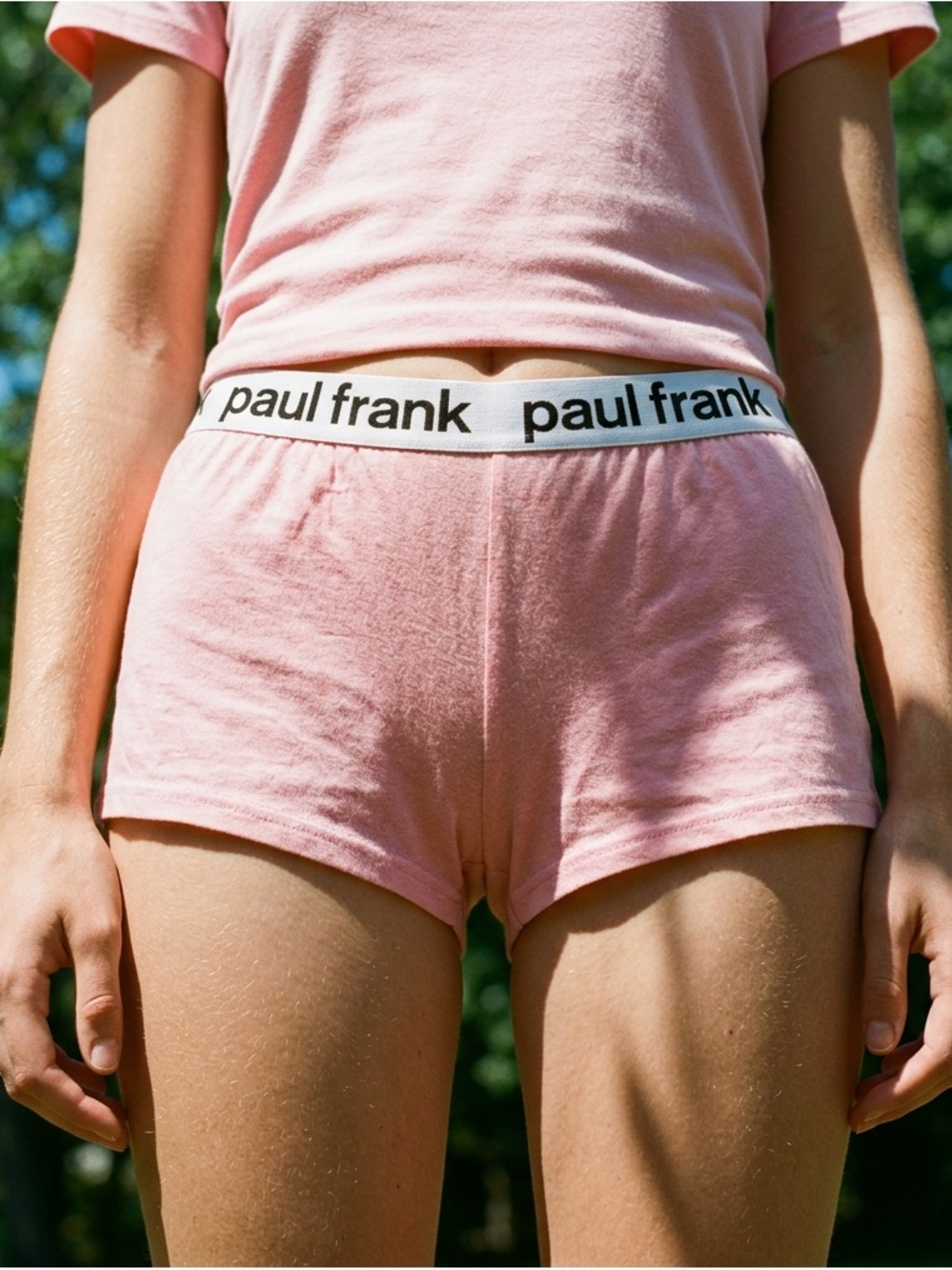 Paul Frank Light Pink Women's Athletic Shorts with Logo Waistband